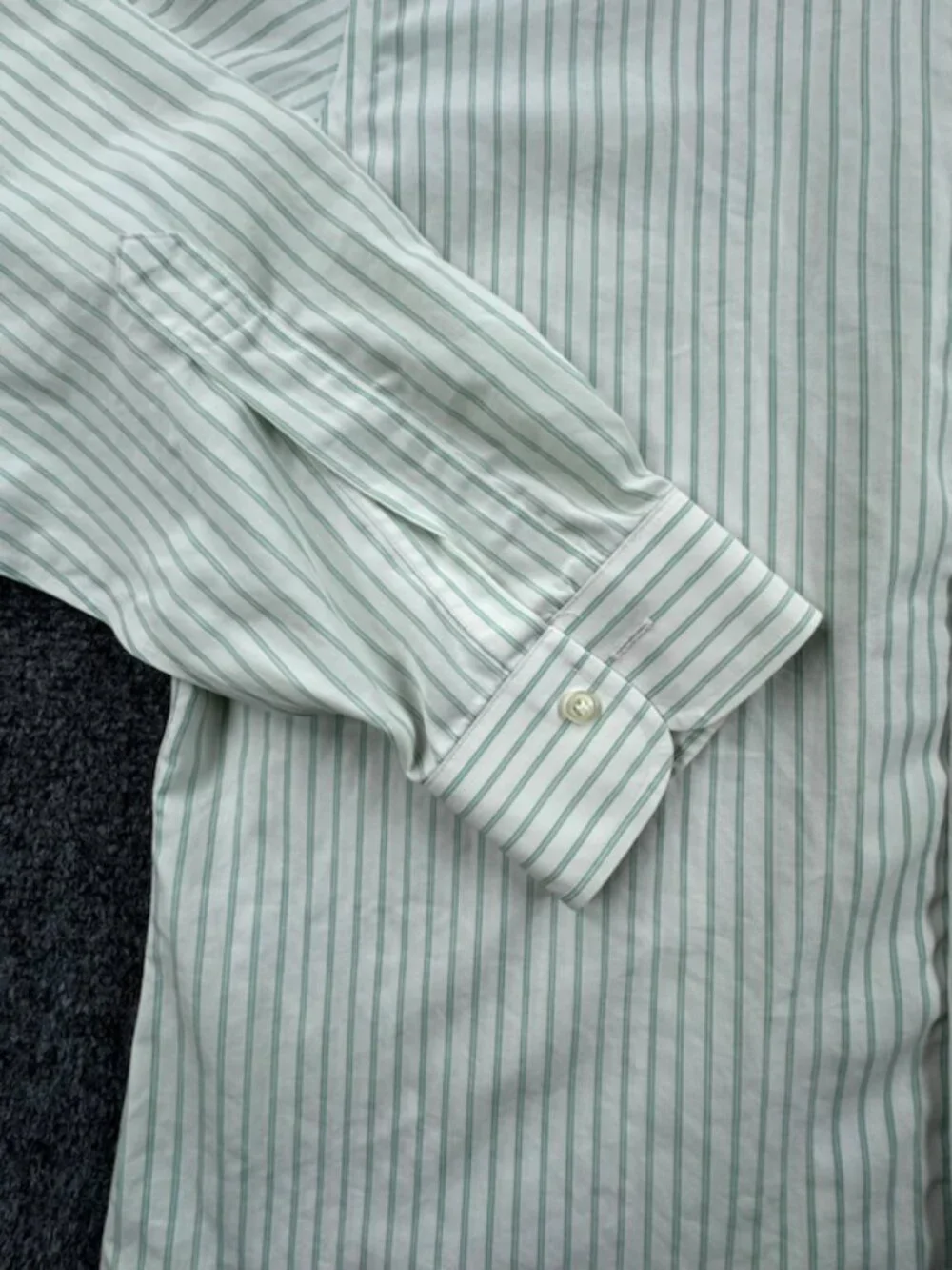 Brooks Brothers White Green 16 33 Slim Cotton Non-Iron Striped Button-Down Men